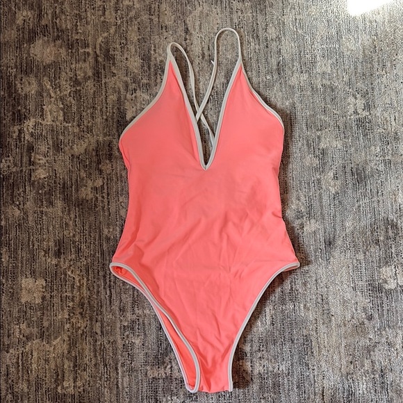 Aerie NWT One-Piece Swimsuit with White Trim - size small - neon - Picture 1 of 5